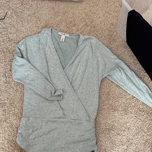 White House Black Market Light Blue Wrap V-Neck Sweater